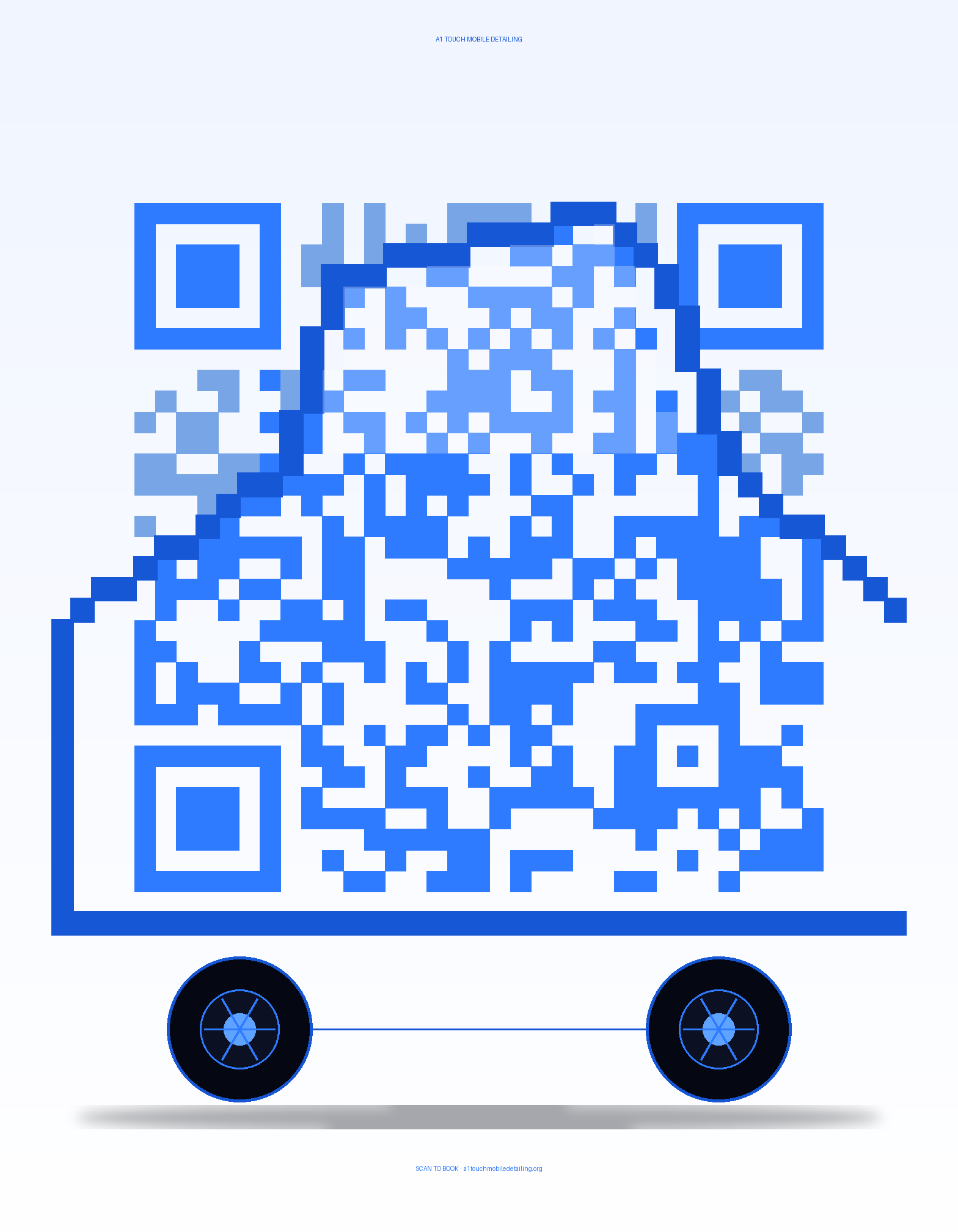 A1TM car-shaped QR code linking to a1touchmobiledetailing.org